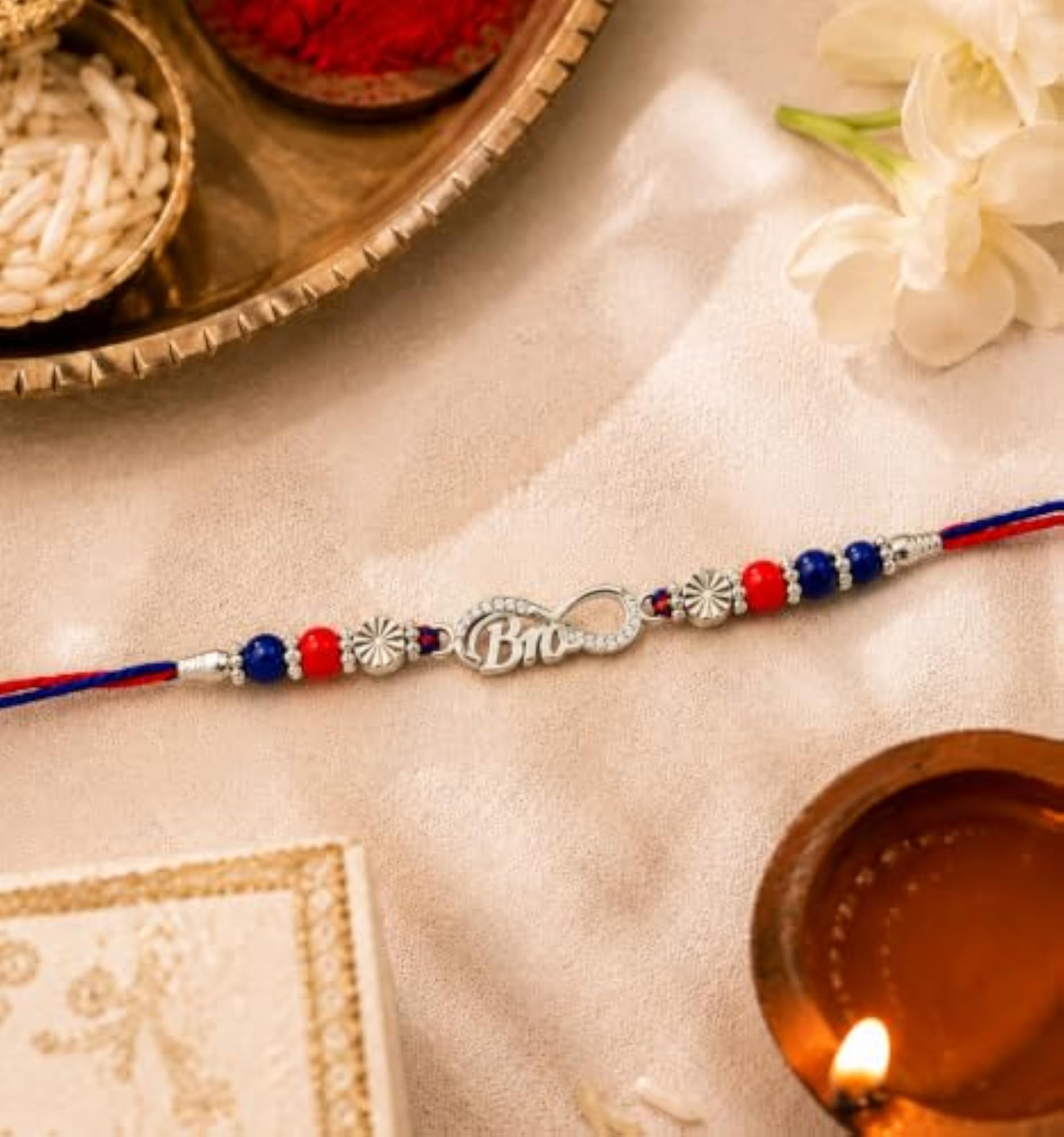 Silver 925 Sterling Silver Infinity Bro Rakhi, Designer Gift